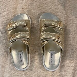 Steve Madden Metallic Gold Quilted Sandals